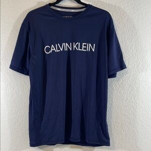 Calvin Klein Swimwear Men's UPF 40+ Quick Dry Shirt Short Sleeve Blue Size Large